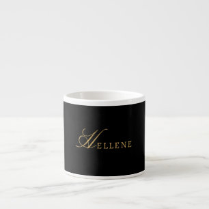 Black Minimalist & Gold Monogram Espresso Cup