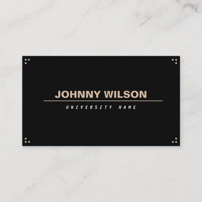 Black Minimalist Graduate Student Business Card (Front)
