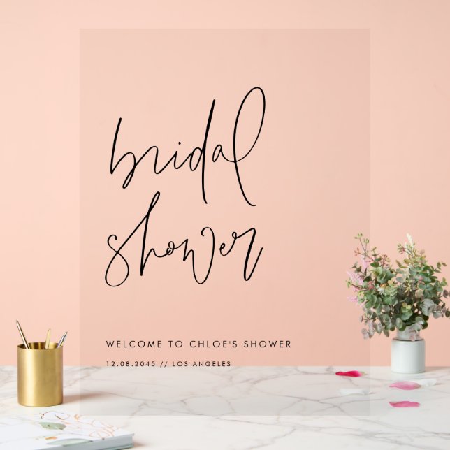 Black Minimalist Handwritten Bridal Shower Acrylic Sign (Wedding)