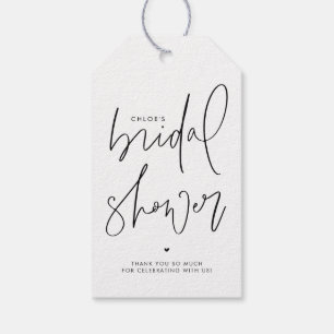 Black Minimalist Handwritten Script Bridal Shower Gift Tags