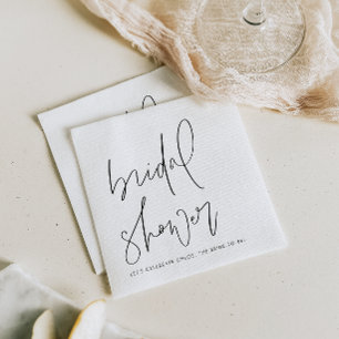 Black Minimalist Handwritten Script Bridal Shower Napkin