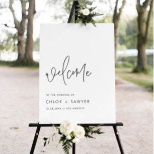 Black Minimalist Handwritten Script Wedding Poster