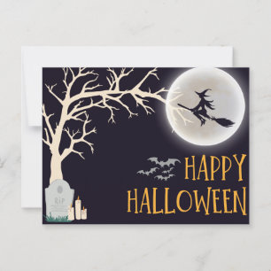 Black Minimalist Happy Halloween Postcard