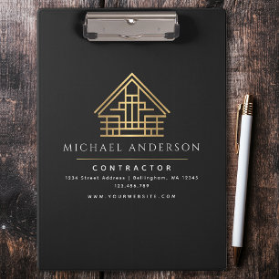 Black Minimalist Home Building Contractor Clipboard
