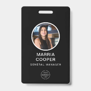 Black Minimalist ID Card Photo Name Logo Badge
