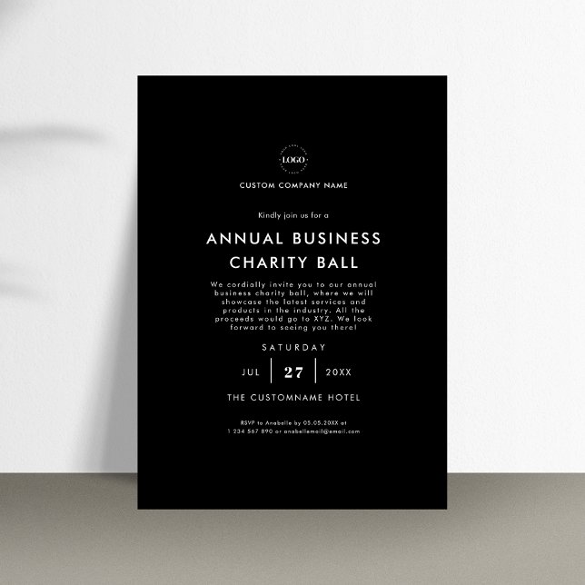 Black Minimalist Logo Business Company Event Party Invitation (Creator Uploaded)