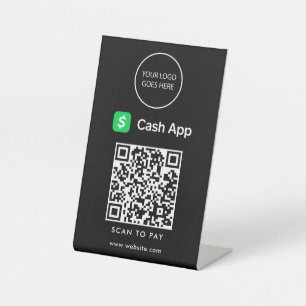 Black Minimalist Logo Cash App Scan To Pay Pedestal Sign