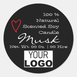 Black Minimalist Logo Template Candle Heart Labels