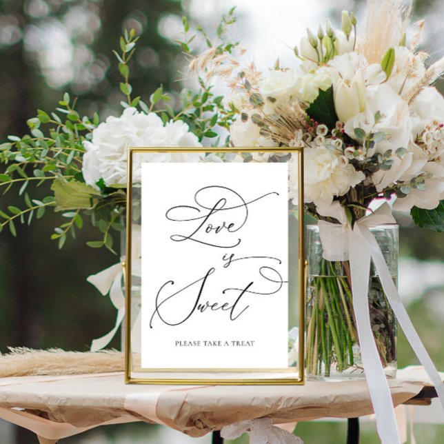 Black Minimalist Love is Sweet Dessert Bar Pedesta Photo Print (Creator Uploaded)