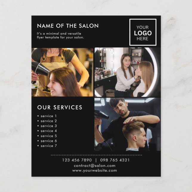 Black Minimalist Marketing Photo Flyer for Salon (Front)