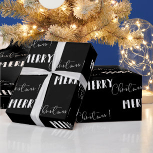 Black Minimalist Merry Christmas Wrapping Paper