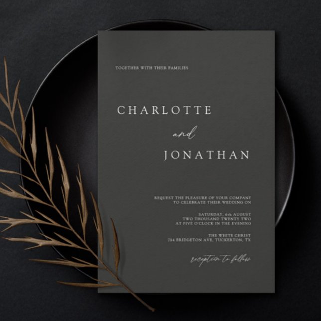 Black Minimalist Modern Elegant Wedding Invitation (Creator Uploaded)