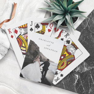 Black Minimalist Modern His & Hers Custom Photo Playing Cards