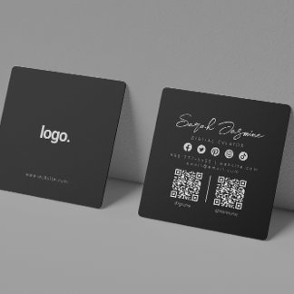 Black Minimalist Modern Influencer Scannable Square Business Card