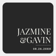 Black Minimalist Modern Personalised Wedding
