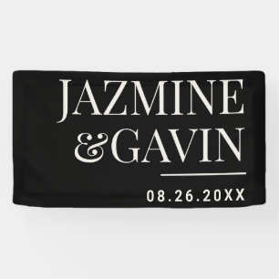 Black Minimalist Modern Personalized Wedding Banner