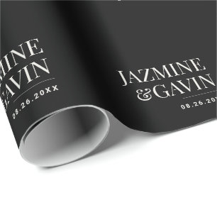 Black Minimalist Modern Personalized Wedding Wrapping Paper