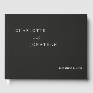 Black Minimalist Modern Wedding Photo Guest Book