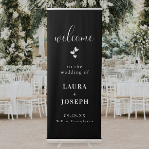 Black Minimalist Modern Welcome To Our Wedding Retractable Banner