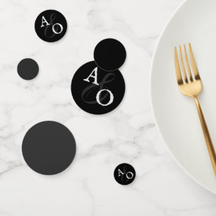 Black Minimalist Monogram Wedding Confetti