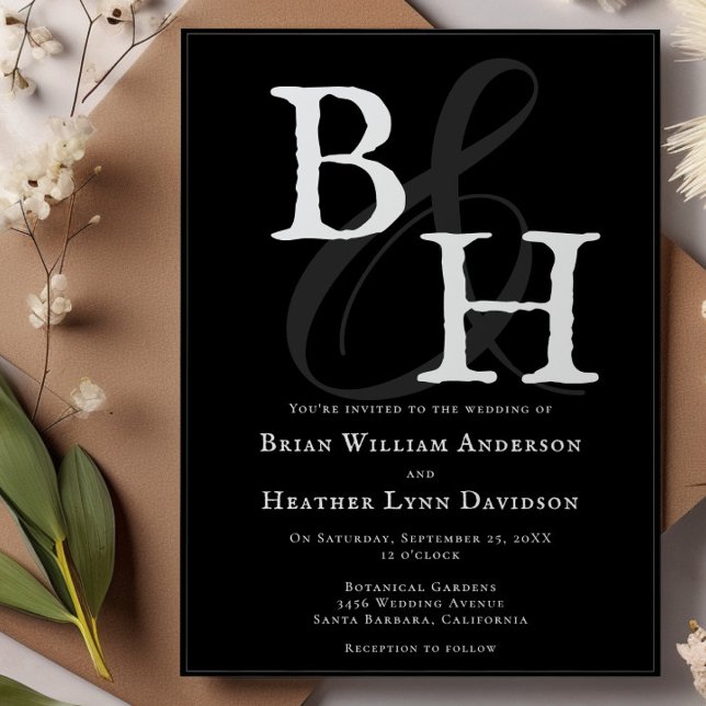 Black Minimalist Monogram Wedding Invitation (Black Minimalist Monogram Wedding Invitation)