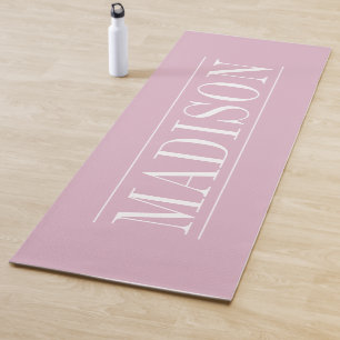 Black Minimalist Name Pink Yoga Mat
