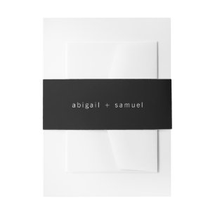Black Minimalist Names Wedding Invitation Belly Band