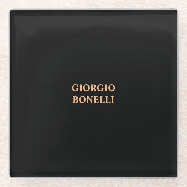 Black Minimalist Personal Modern Glass Coaster (Front)