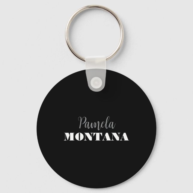Black Minimalist Personal Modern Key Ring (Front)