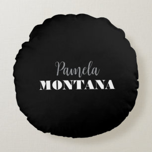 Black Minimalist Personal Modern Round Cushion