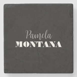 Black Minimalist Personal Modern Stone Coaster