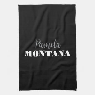 Black Minimalist Personal Modern Tea Towel