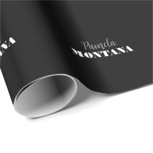 Black Minimalist Personal Modern Wrapping Paper