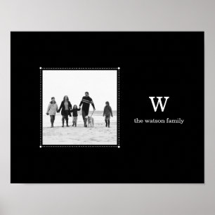 Black Minimalist Personalised Photo Mat Poster