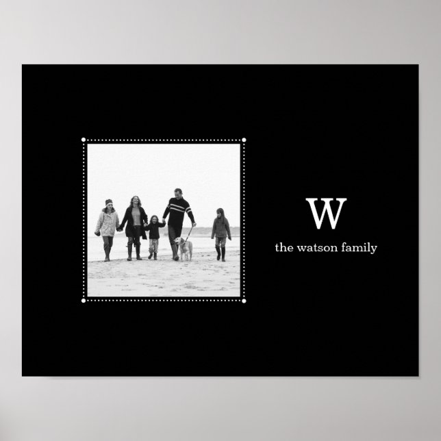 Black Minimalist Personalised Photo Mat Poster (Front)
