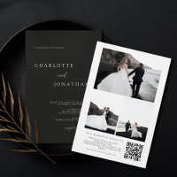 Black Minimalist Photo Collage QR Code Wedding