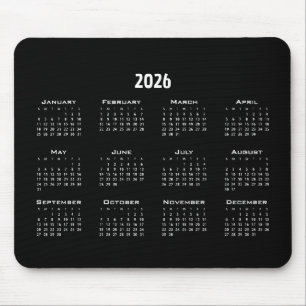 Black Minimalist Plain Calendar   Modern Simple Mouse Mat