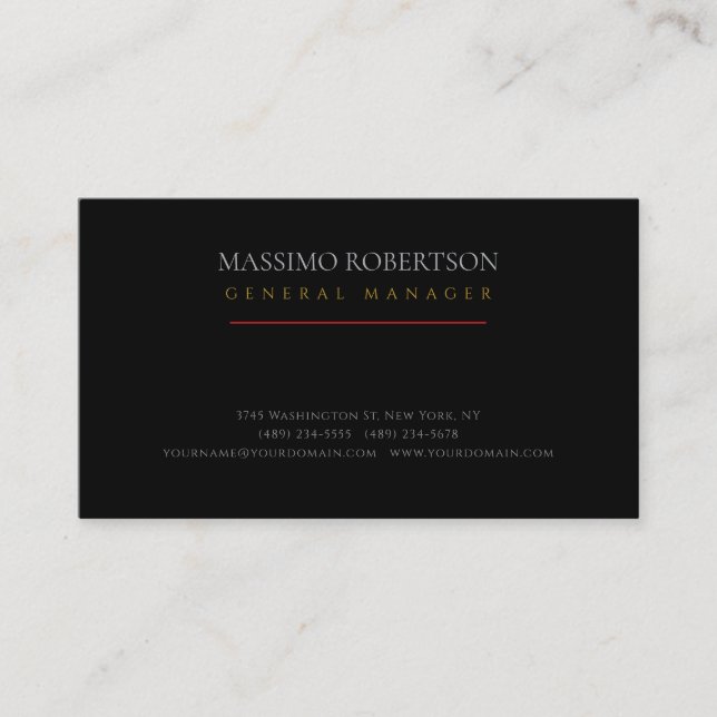 Black Minimalist Plain Modern Business Card (Front)