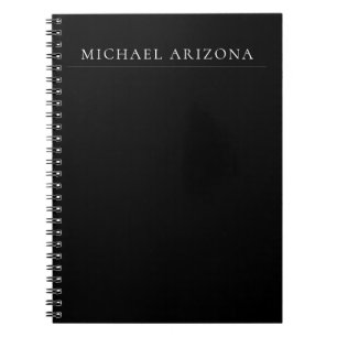 Black Minimalist Plain Modern Own Name Notebook