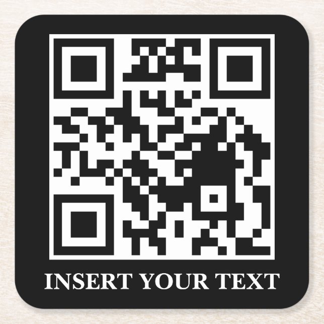 Black Minimalist QR Scan Upload Business Coaster (Front)