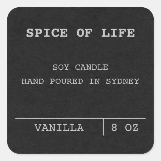 Black Minimalist Scented Soy Candle labels