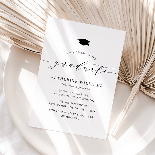 Black Minimalist Script Graduation Party Invitation (Creator Uploaded)