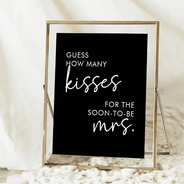 Black Minimalist Script How Many Kisses Game Poster (Creator Uploaded)