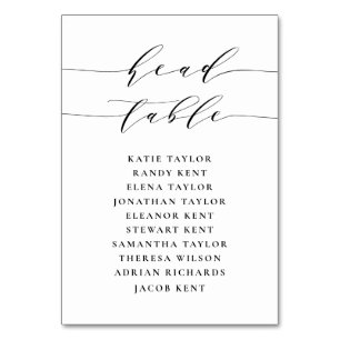 Black Minimalist Script Seating Wedding Table Number
