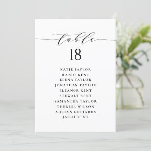 Black Minimalist Script Wedding Seating Plan Card