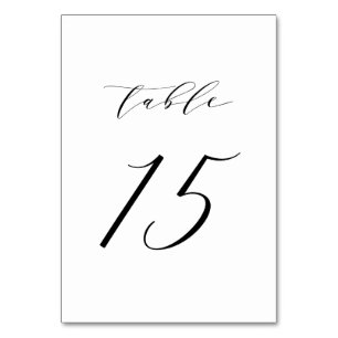 Black Minimalist Script Wedding Table Number 15
