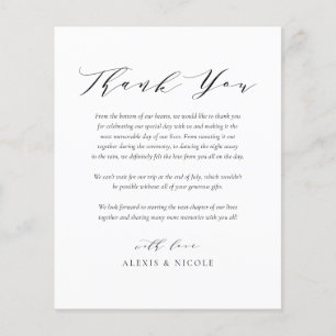 Black Minimalist Script Wedding Thank You Card