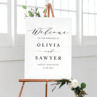 Black Minimalist Script Wedding Welcome