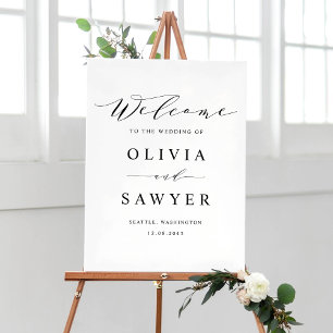 Black Minimalist Script Wedding Welcome Poster