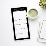 Black Minimalist Simple Grocery Shopping List Magnetic Notepad<br><div class="desc">Write your grocery list on this magnetic note pad for an easy way to plan your route through the store while shopping. The magnetic back sticks on your fridge, metal pantry door or whiteboard command centre. The simple, modern layout in clean black and white with sans serif fonts will appeal...</div>